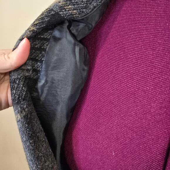 Vintage Women's Requirements Gray Plaid Wool Blend Lined Blazer Jacket | Size 12 - Picture 8 of 10